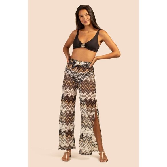 💕TRINA TURK💕 Drift Side Slit Crochet Lace Pant ~ Chevron Print XS NWT - Picture 2 of 15